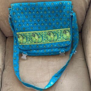 Vibrant Blue and Green Paisley Crossbody Bag